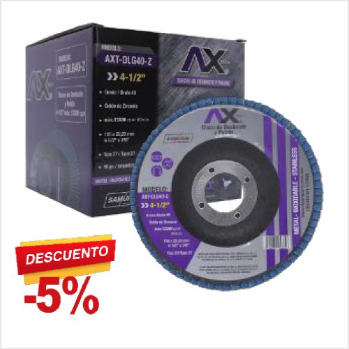 AXT-DLG40-Z29 DISCO LAMINADO PARA DESBASTE Y PULIDO DE OXIDO DE ZIRCONIO DE GRANO 40, 4 1/2"