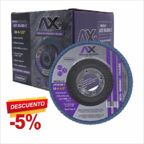 AXT-DLG80-Z29 DISCO LAMINADO PARA DESBASTE Y PULIDO DE OXIDO DE ZIRCONIO DE GRANO 80, 4 1/2"