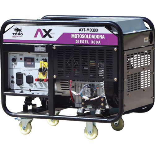 AXT-MD300 MOTOSOLDADORA A DIESEL 50-250A 120/240V 20HP ENCENDIDO ELECTRICO Y LLANTAS